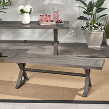 Load image into Gallery viewer, Modern Aluminum Outdoor Dining Bench With X Base - Dark Gray
