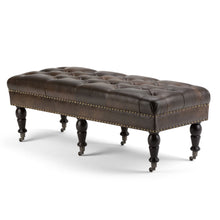 Load image into Gallery viewer, Henley - Tufted Ottoman Bench - Distressed Brown
