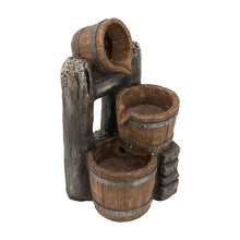 Load image into Gallery viewer, Decorative 3 Tier Bucket Fountain With Lights And Pump - Brown
