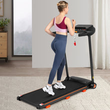 Load image into Gallery viewer, 2.5Hp Quiet Folding Treadmill With Heart Rate Sensor, 300Lbs Weight Capacity, With USB Charge Station For Android &amp; Bluetooth Speaker, 6 Shock Absorbing - Black
