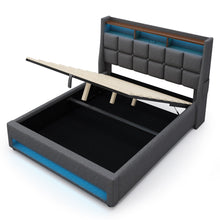 Load image into Gallery viewer, Upholstered Platform Bed With A Hydraulic Storage System, LED And USB Charging (Without Mattress)
