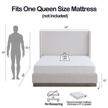 Load image into Gallery viewer, Hosford - Minimalist Upholstered Wingback Bed With Wood Base Platform
