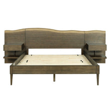Load image into Gallery viewer, Queen Size Platform Bed Frame With Live Edge Headboard, Built In Nightstands - Dark Brown

