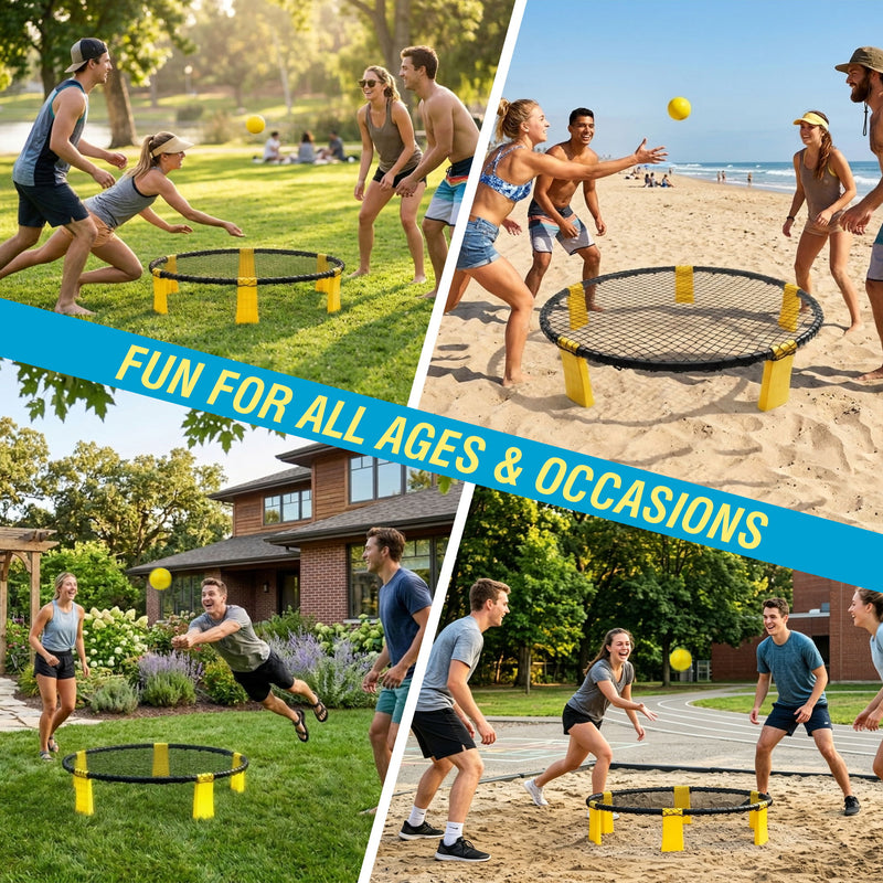 Outdoor Roundnet Game Set With 2 Balls, Sturdy Net And Carry Bag