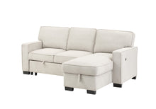 Load image into Gallery viewer, Estelle - Fabric Reversible Sleeper Sectional With Storage Chaise Drop-Down Table 2 Cup Holders And 2 USB Ports
