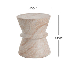 Load image into Gallery viewer, Outdoor / Indoor Lightweight Concrete Side Table With Travertine - Beige
