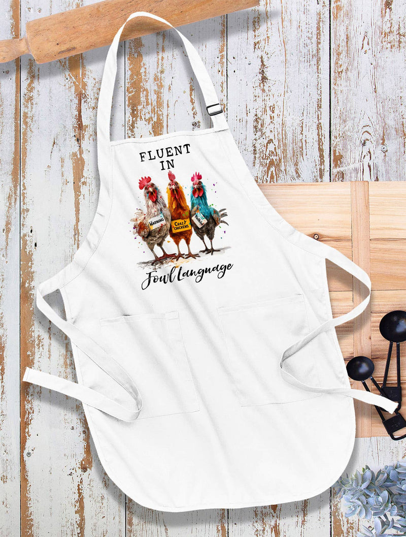 Avery Lane Gifts - Fluent in Fowl Language Funny Saying Kitchen Cotton Apron
