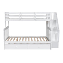 Load image into Gallery viewer, Bunk Bed With Twin Size Trundle, Storage And Guard Rail For Bedroom
