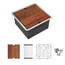 Load image into Gallery viewer, 15" Undermount Kitchen Sink 16 Gauge Ledge Workstation - Brushed Nickel
