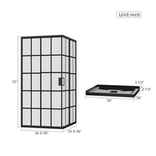 Load image into Gallery viewer, Corner Shower Enclosure, Double Sliding Door, Base - Matte Black
