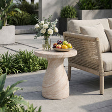 Load image into Gallery viewer, Outdoor / Indoor Travertine Side Table Lightweight
