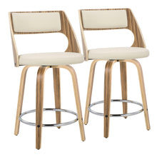 Load image into Gallery viewer, Cecina - Mid-Century Modern Fixed Height Counter Stool With Swivel With Round Footrest (Set of 2) - Zebra / Cream
