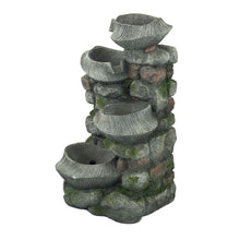 Load image into Gallery viewer, Indoor Outdoor Stone Water Fountain, 4 Tier Polyresin Cascading Rock Bowl Freestanding Fountain With LED Ligh - Gray
