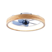 Load image into Gallery viewer, Ceiling Fans With Lights And Remote, 3000 - 6500K Dimmable Flush Mount LED Fan Light, 6 Speeds, Quiet DC Motor For Living Room - Matte White / Natural Wood

