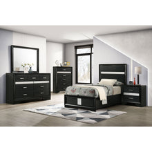 Load image into Gallery viewer, Modern Bedroom Set With Upholstered Headboard And Textured Storage
