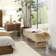 Load image into Gallery viewer, Leda - Sheepskin Fur Rectangular Accent Bench - Natural Blonde
