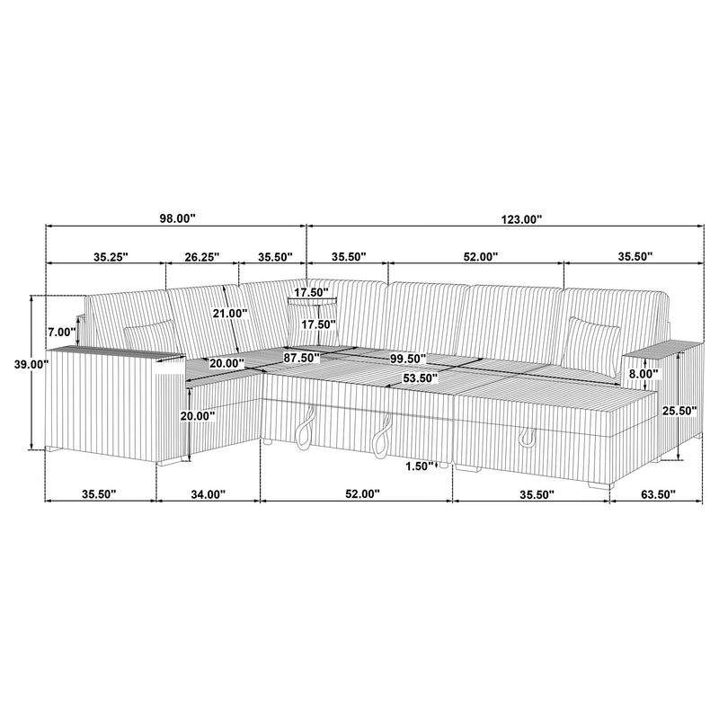 Thurston - Storage Sectional Sofa With Pop Up Bed