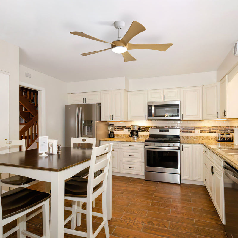 52" Ceiling Fan With 22W LED Light And Remote Control, 50 / 10 / 24 Downrod - White