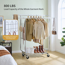 Load image into Gallery viewer, Heavy Duty Double Clothing Garment Rack With Shelves - Silver
