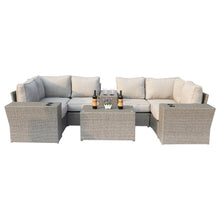 Load image into Gallery viewer, Outdoor Wicker Sectional With Weather Resistant Cushions And Table
