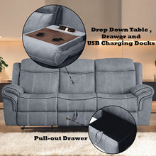 Load image into Gallery viewer, Zubaida - Two Tone Recliner Sofa With USB Port Drop Down Table
