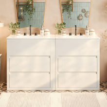 Load image into Gallery viewer, Double Sinks Bathroom Vanity Set With 2 Ceramic Basins
