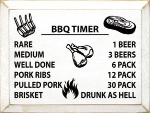 SAWDUST CITY - BBQ TIMER: Rare/1 beer, medium/3 beers, well done/6 pack…