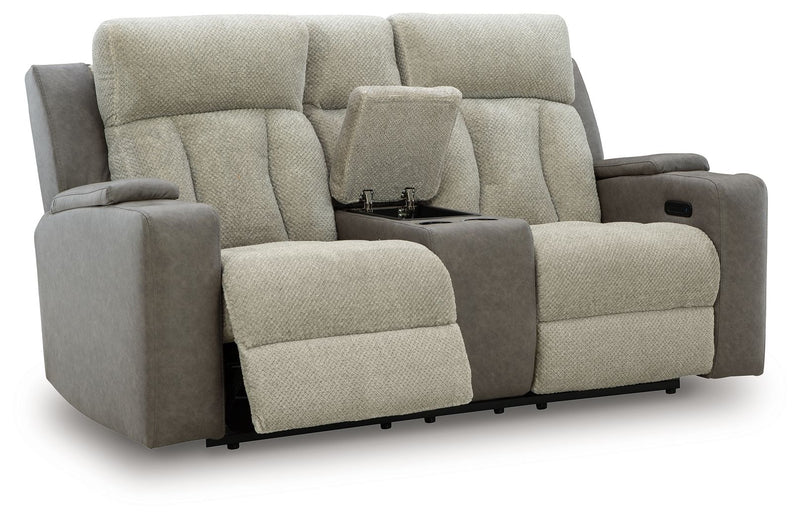 WhipLash - Power Reclining Loveseat With Console / Adj Headrest - Sisal