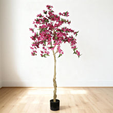 Load image into Gallery viewer, Artificial Bougainvillea Tree, Realistic Faux Potted Plant For Indoor Home Decor - Dark Pink / Green Leaves
