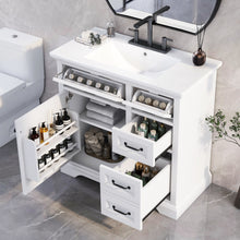 Load image into Gallery viewer, 36" Bathroom Vanity With Sink, 2 Tip-Out Drawers, Soft Close Hinges
