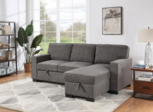 Load image into Gallery viewer, Estelle - Fabric Reversible Sleeper Sectional With Storage Chaise Drop-Down Table 2 Cup Holders And 2 USB Ports
