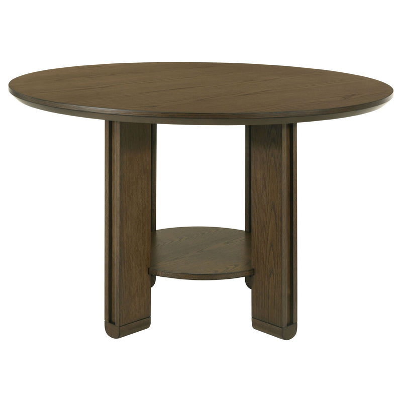 Crispin - Round Dining Table With Shelf - Brown