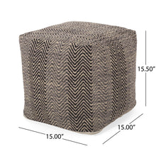 Load image into Gallery viewer, Barracuda - Handcrafted Cotton Pouf With Chevron Pattern - Brown / Beige
