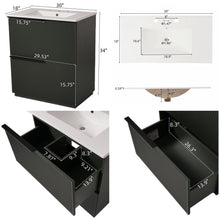 Load image into Gallery viewer, Fluted Bathroom Vanity With Ceramic Sink, Soft Close Slides
