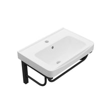 Load image into Gallery viewer, Wall Mounted Rectangular Bathroom Sink With 304 Stainless Steel Towel Bar &amp; Overflow - White
