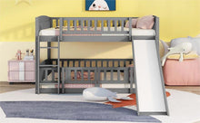 Load image into Gallery viewer, Low Bunk Bed With Slide, Fence And Ladder
