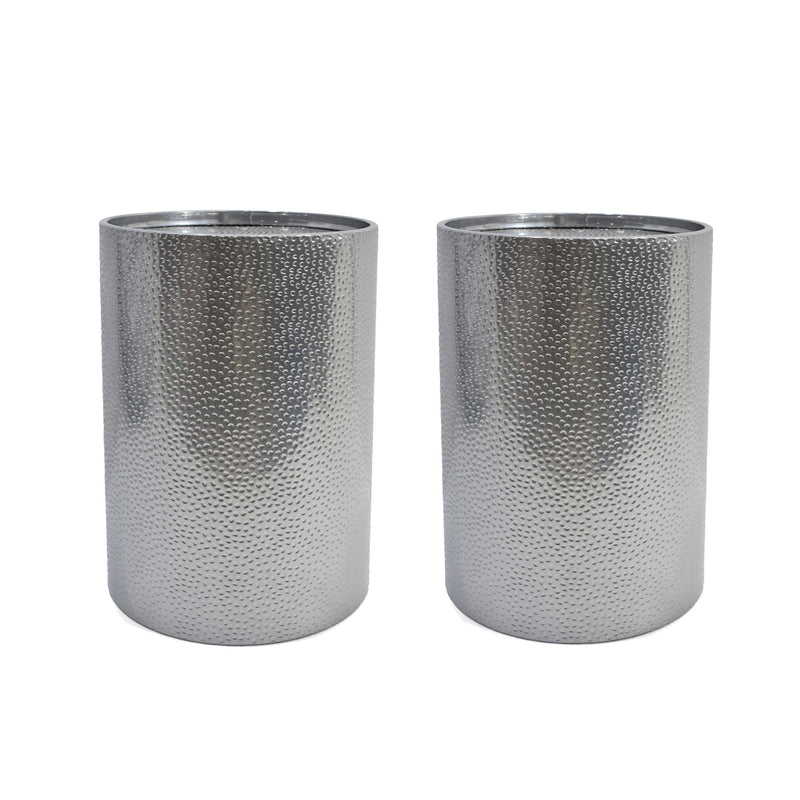 Modern Round Accent Table With Hammered Surface