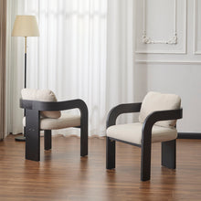 Load image into Gallery viewer, Dining Chairs With Pillow Back (Set of 2) - Beige / Black
