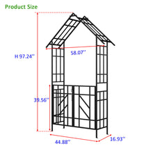 Load image into Gallery viewer, Garden Arch With Gate Climbing Plants Support Outdoor - Black
