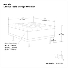 Load image into Gallery viewer, Mariah - Upholstered Lift Top Table Storage Ottoman
