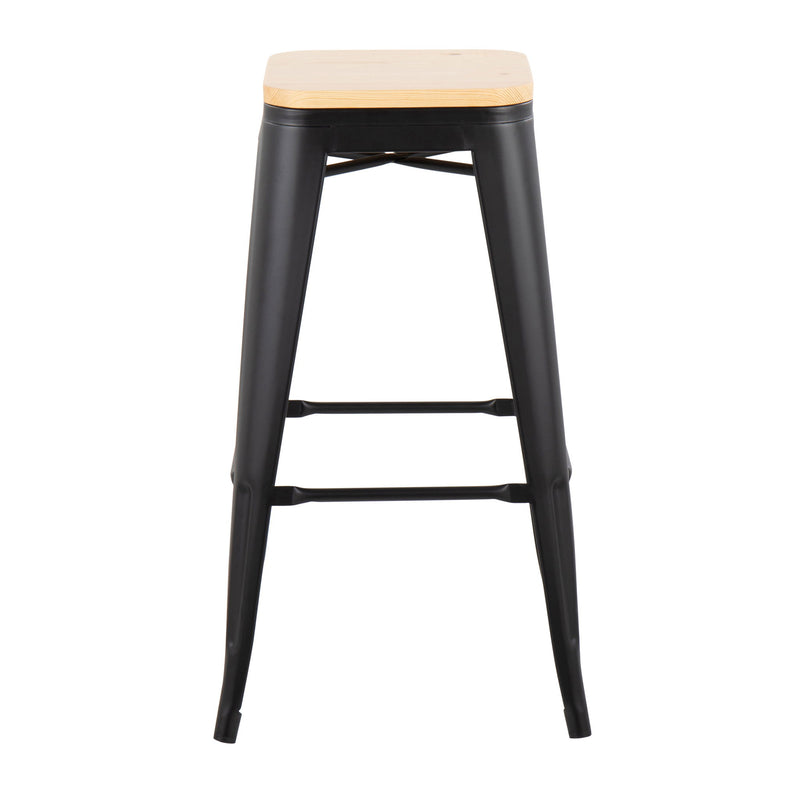 Oregon - Contemporary Barstool (Set of 2) - Black / Natural