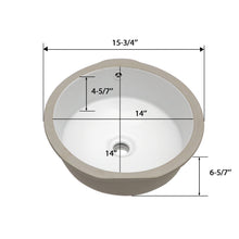 Load image into Gallery viewer, Ceramic Round Undermount Bathroom Sink With Overflow, European Style - White
