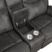 Load image into Gallery viewer, Franklin - Upholstered Padded Arm Reclining Loveseat With Center Console - Charcoal
