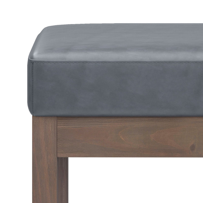 Milltown - Footstool Small Ottoman Bench - Dark Gray - Faux Leather