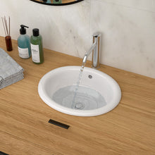 Load image into Gallery viewer, Semi Recessed Bathroom Sink With Countertop Vessel Design, 17" X 15.5" - White
