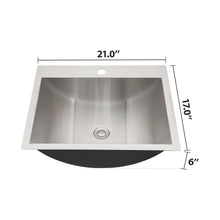 Load image into Gallery viewer, 21 X 17" Drop In Bathroom Sink With Pop Up Drain, Stainless Steel Su304, Durable &amp; Rust Resistant, Easy Installation - Brushed Nickel
