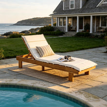 Load image into Gallery viewer, Chaise Lounge With Multi Fold Cushion, 3 Position Adjustable Backrest For Patio - Beige / Teak
