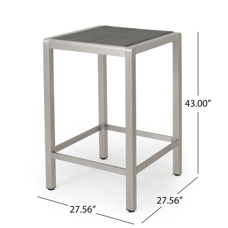 Outdoor 43" Aluminum Bar Table With Rattan Table Top - Gray