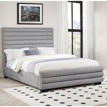 Load image into Gallery viewer, Queen Bed With Textured, And Tufted Headboard - Gray
