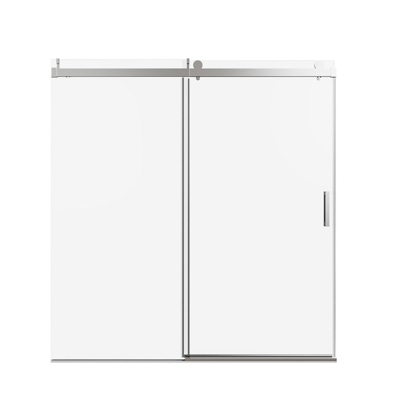 Frameless Sliding Shower Door With Soft Close - Brushed Nickel